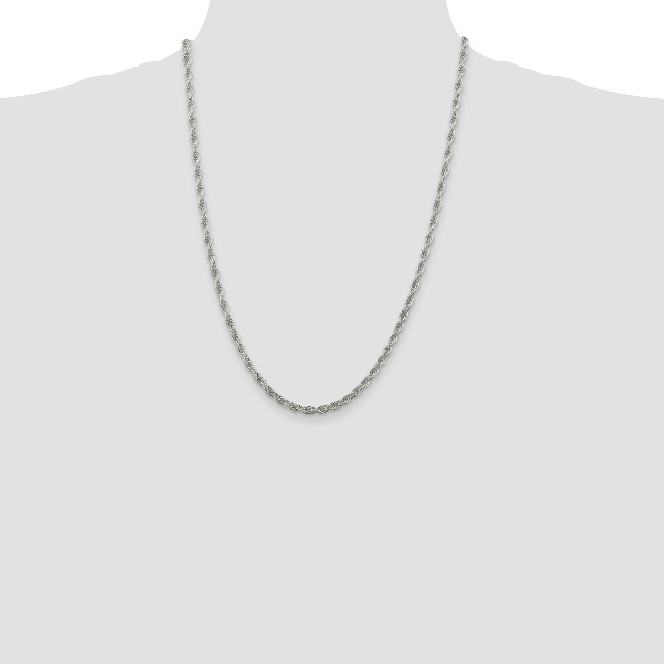 24 Inch Sterling Silver 3.8mm Loose Rope Chain Necklace