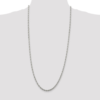 30 Inch Sterling Silver 3.8mm Loose Rope Chain Necklace