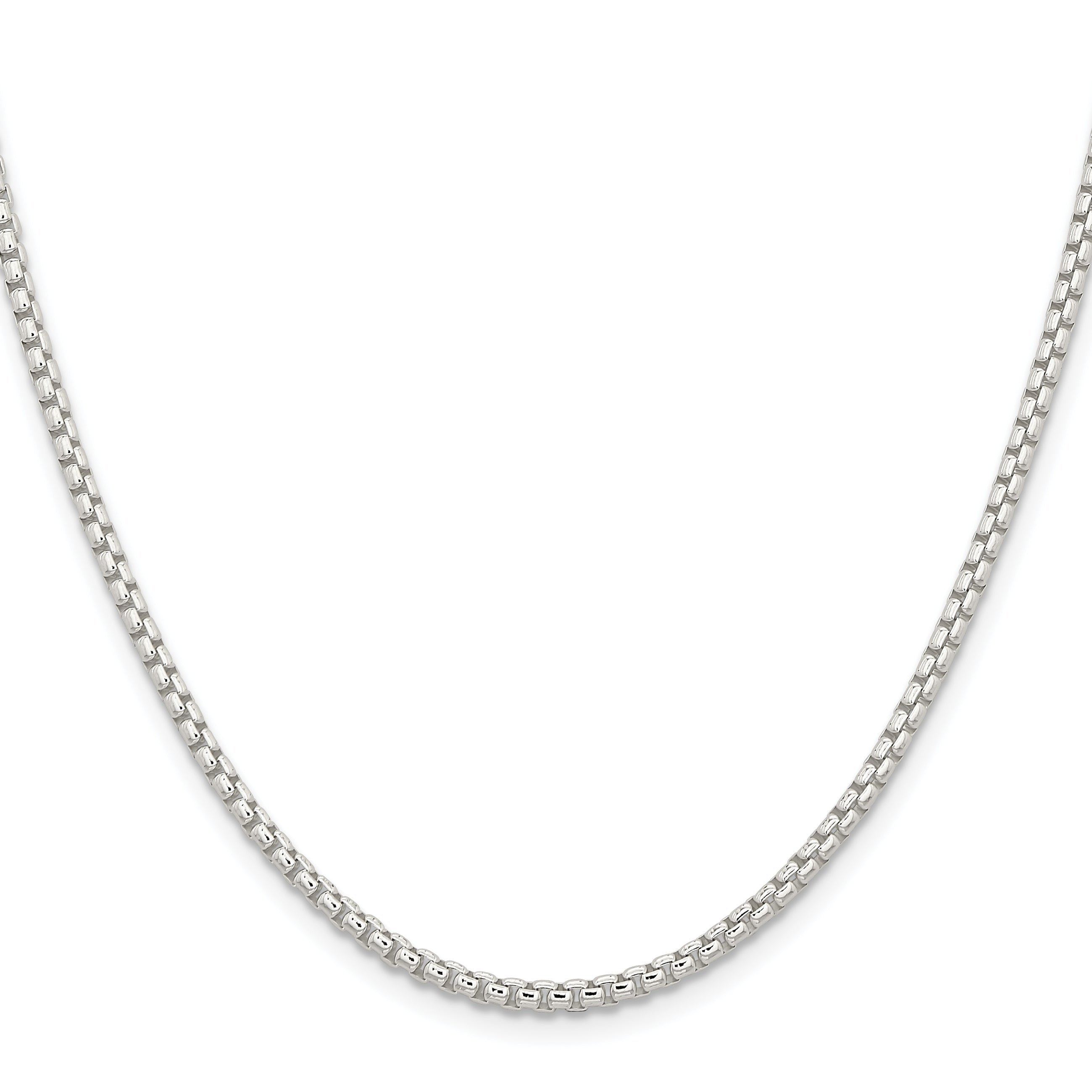 24 Inch Sterling Silver 2.6mm Round Box Chain Necklace