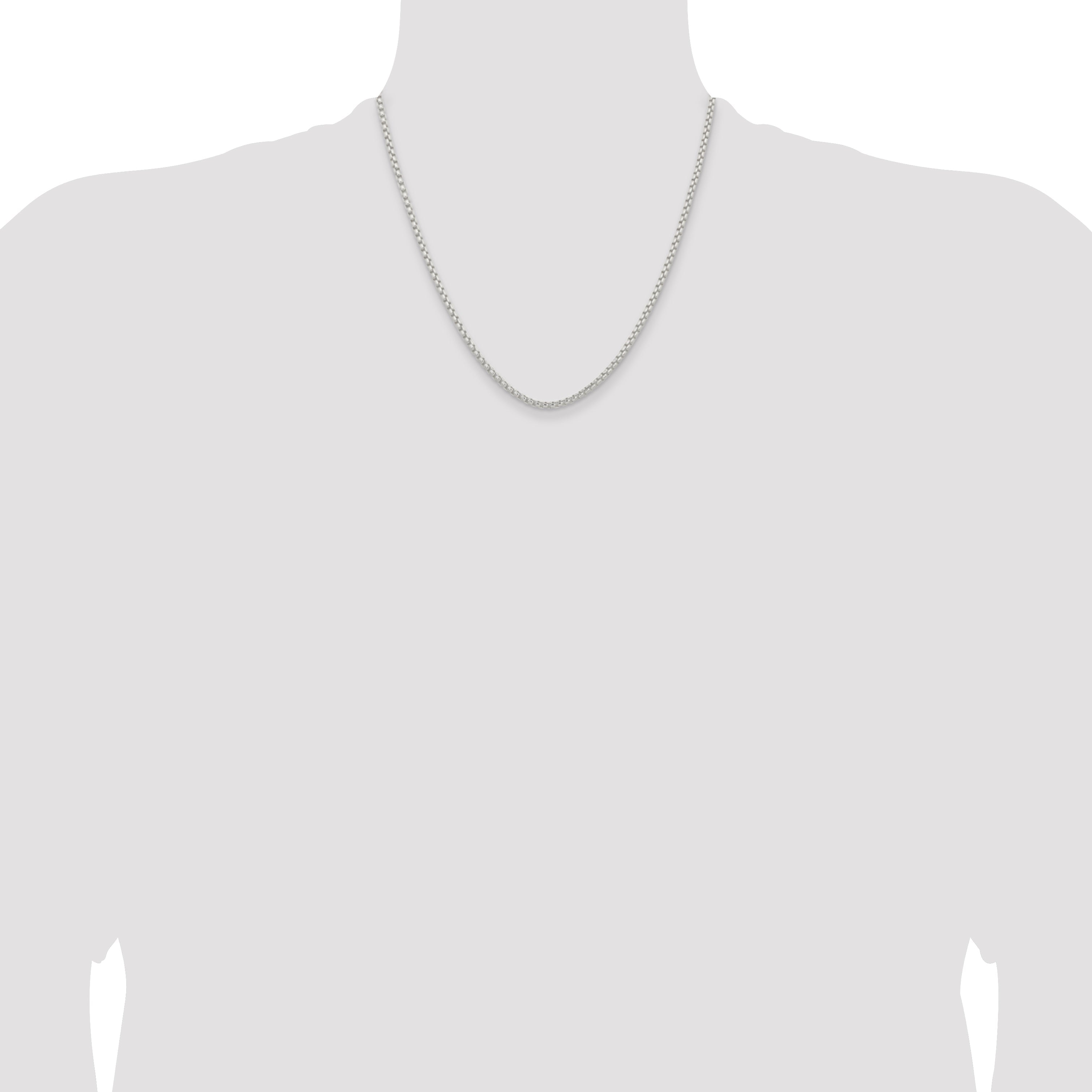 20 Inch Sterling Silver 2.6mm Round Box Chain Necklace
