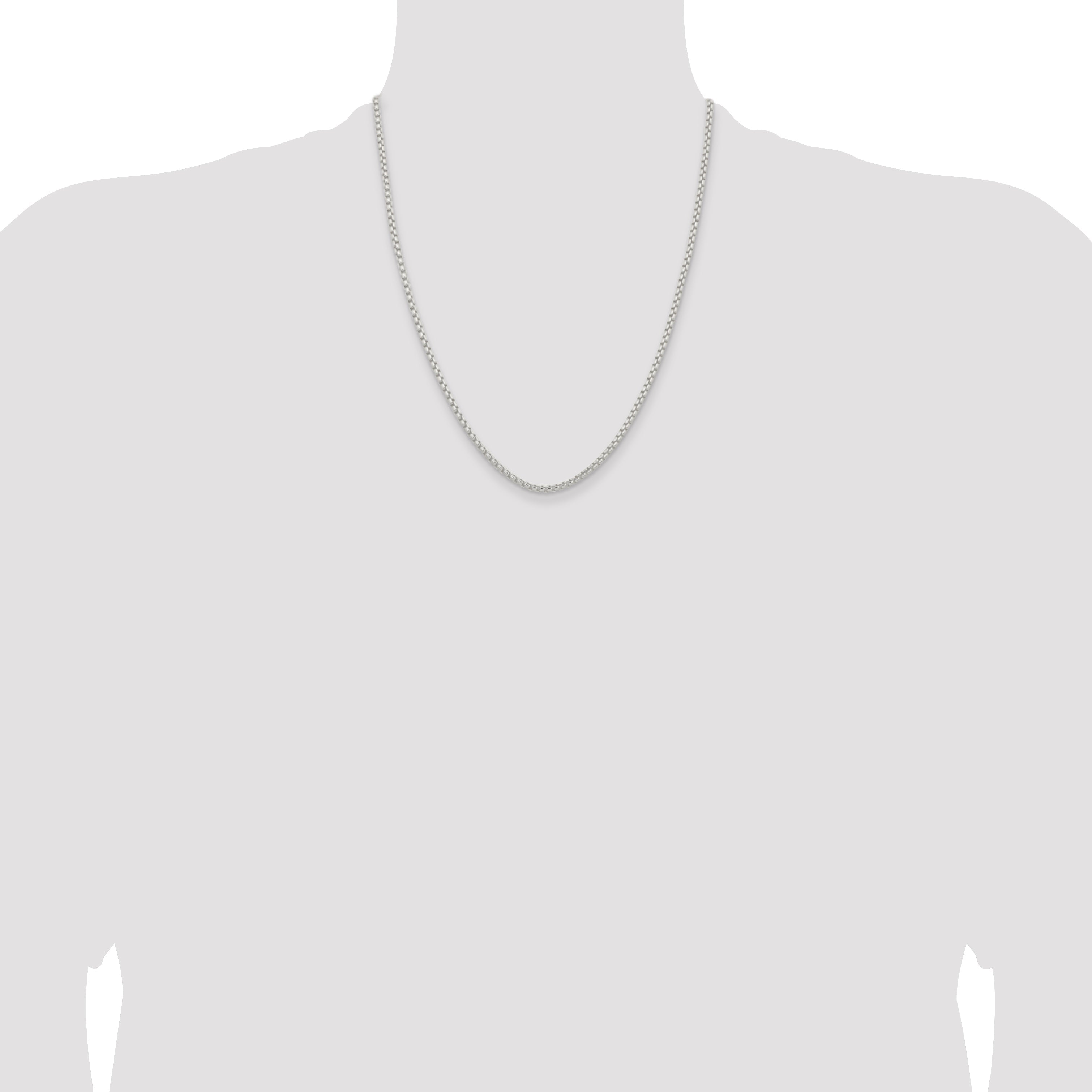 22 Inch Sterling Silver 2.6mm Round Box Chain Necklace