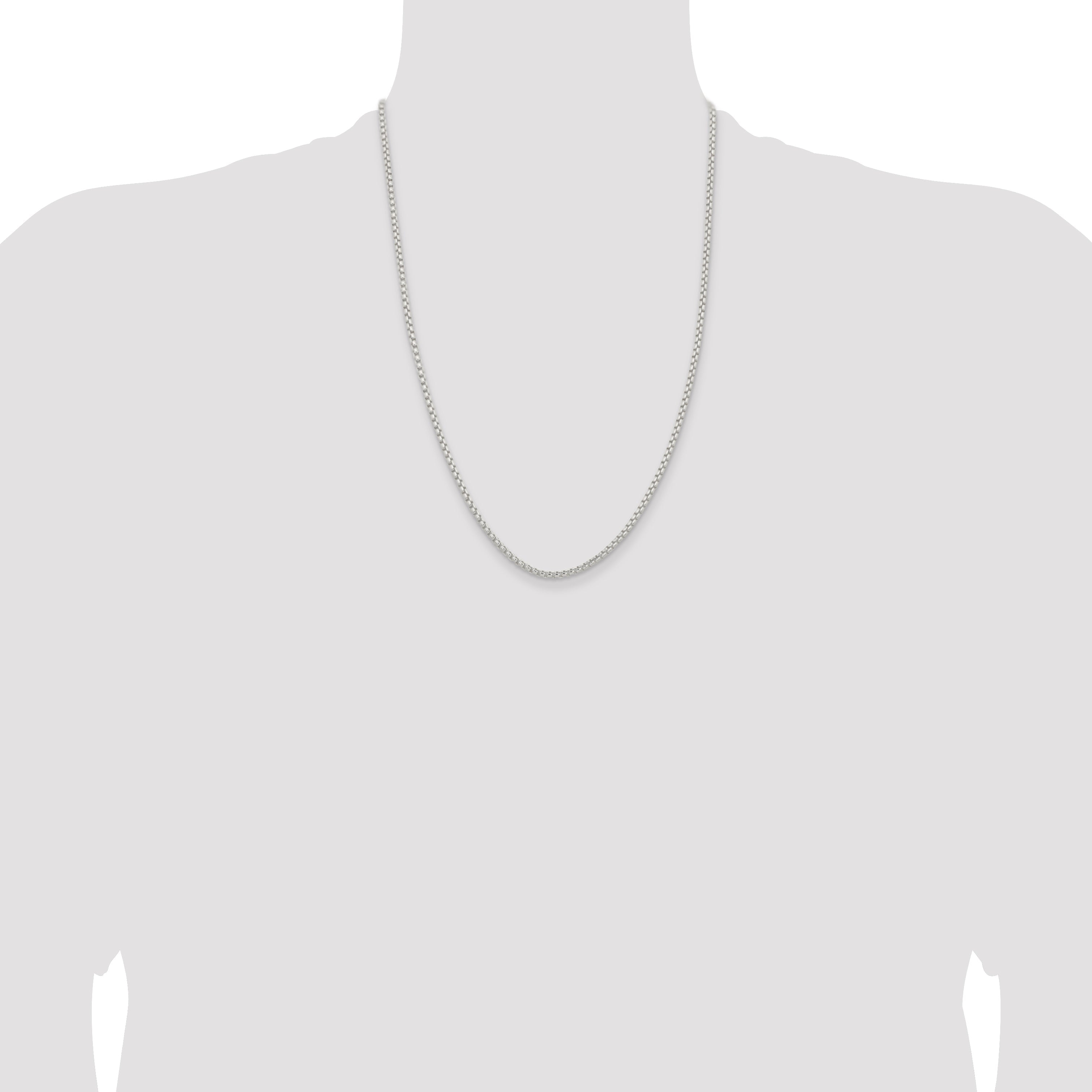 24 Inch Sterling Silver 2.6mm Round Box Chain Necklace