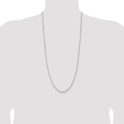 30 Inch Sterling Silver 2.6mm Round Box Chain Necklace