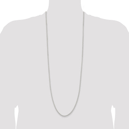 36 Inch Sterling Silver 2.6mm Round Box Chain Necklace