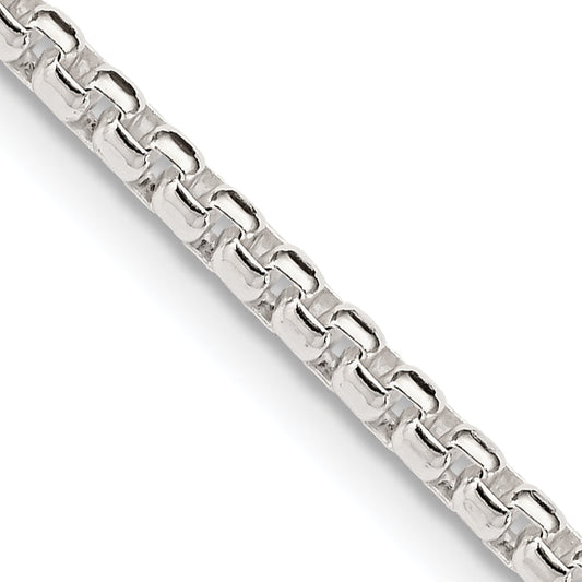 36 Inch Sterling Silver 2.6mm Round Box Chain Necklace