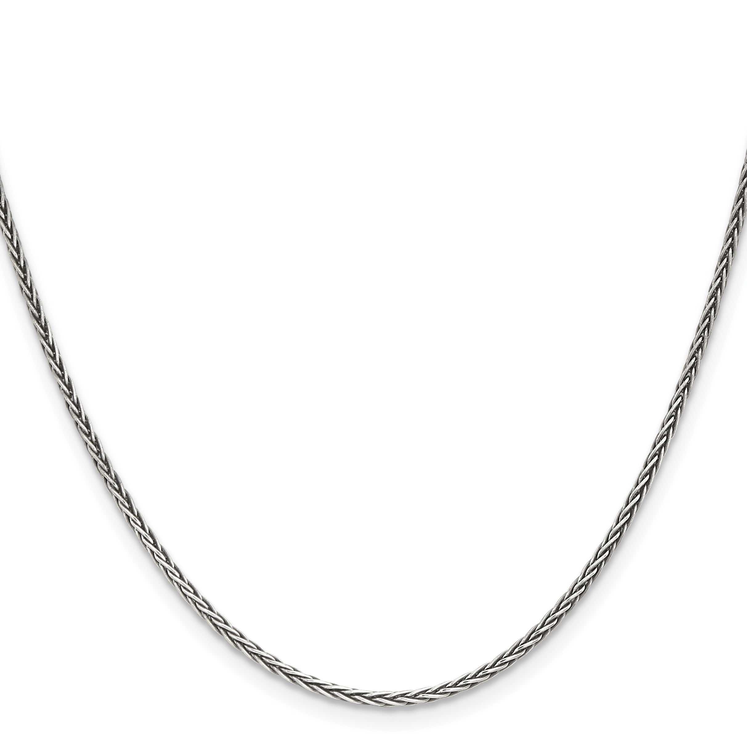 24 Inch Sterling Silver Antiqued 1.6mm Solid Square Spiga Chain Necklace