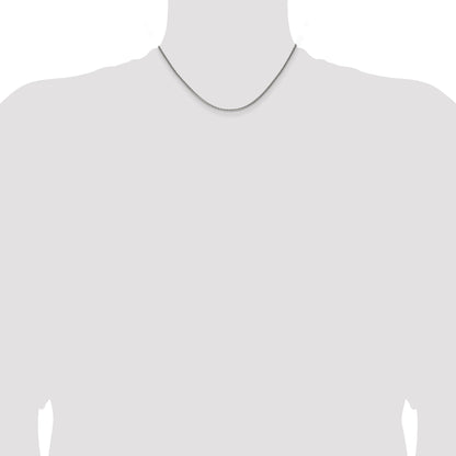 16 Inch Sterling Silver Antiqued 1.6mm Solid Square Spiga Chain Necklace