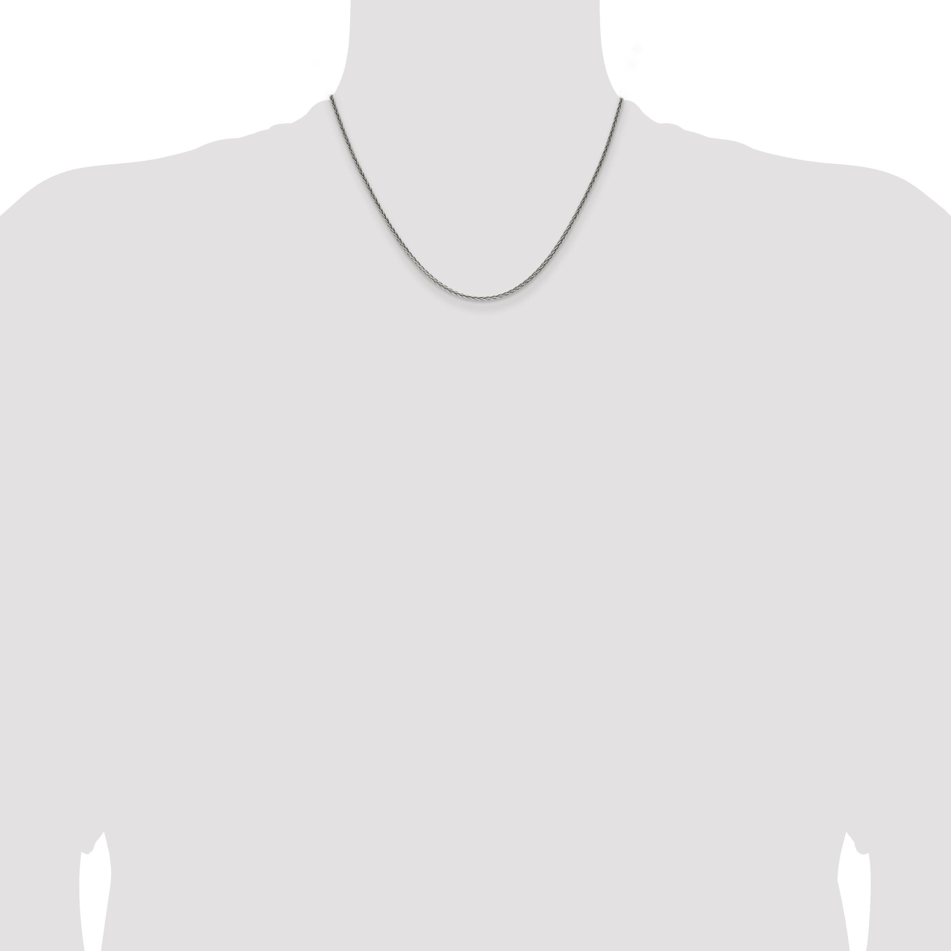 18 Inch Sterling Silver Antiqued 1.6mm Solid Square Spiga Chain Necklace