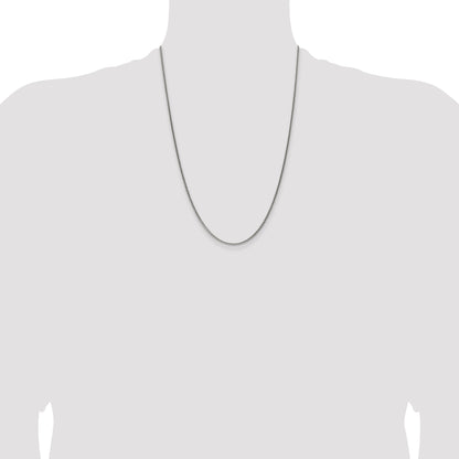 24 Inch Sterling Silver Antiqued 1.6mm Solid Square Spiga Chain Necklace