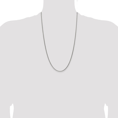 26 Inch Sterling Silver Antiqued 1.6mm Solid Square Spiga Chain Necklace