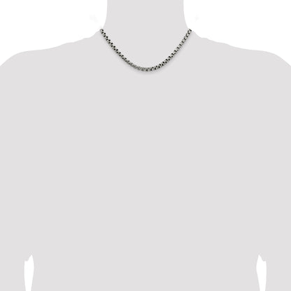 16 Inch Sterling Silver Antiqued 5.2mm Round Box Chain Necklace
