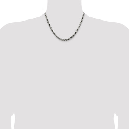 18 Inch Sterling Silver Antiqued 5.2mm Round Box Chain Necklace