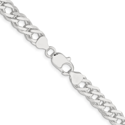 24 Inch Sterling Silver 7.75mm 6 Side D/C Flat Double Curb Chain Necklace