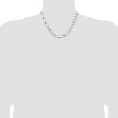 18 Inch Sterling Silver 7.75mm 6 Side D/C Flat Double Curb Chain Necklace