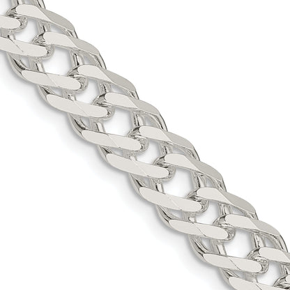 24 Inch Sterling Silver 7.75mm 6 Side D/C Flat Double Curb Chain Necklace