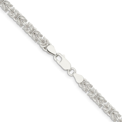 30 Inch Sterling Silver 4.75mm Rounded Byzantine Chain Necklace