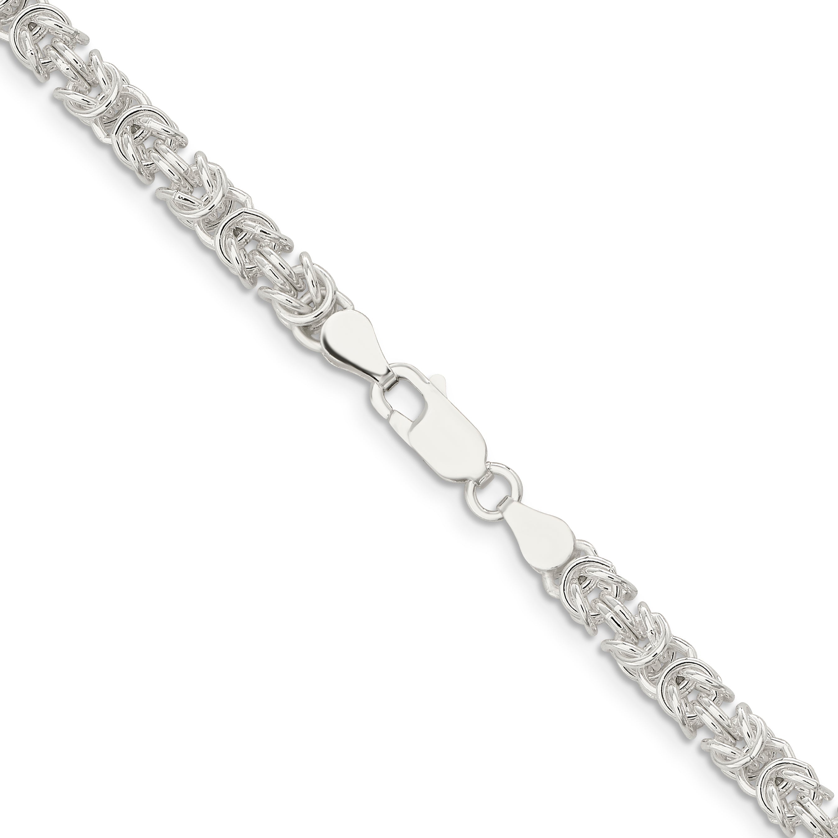 20 Inch Sterling Silver 4.75mm Rounded Byzantine Chain Necklace