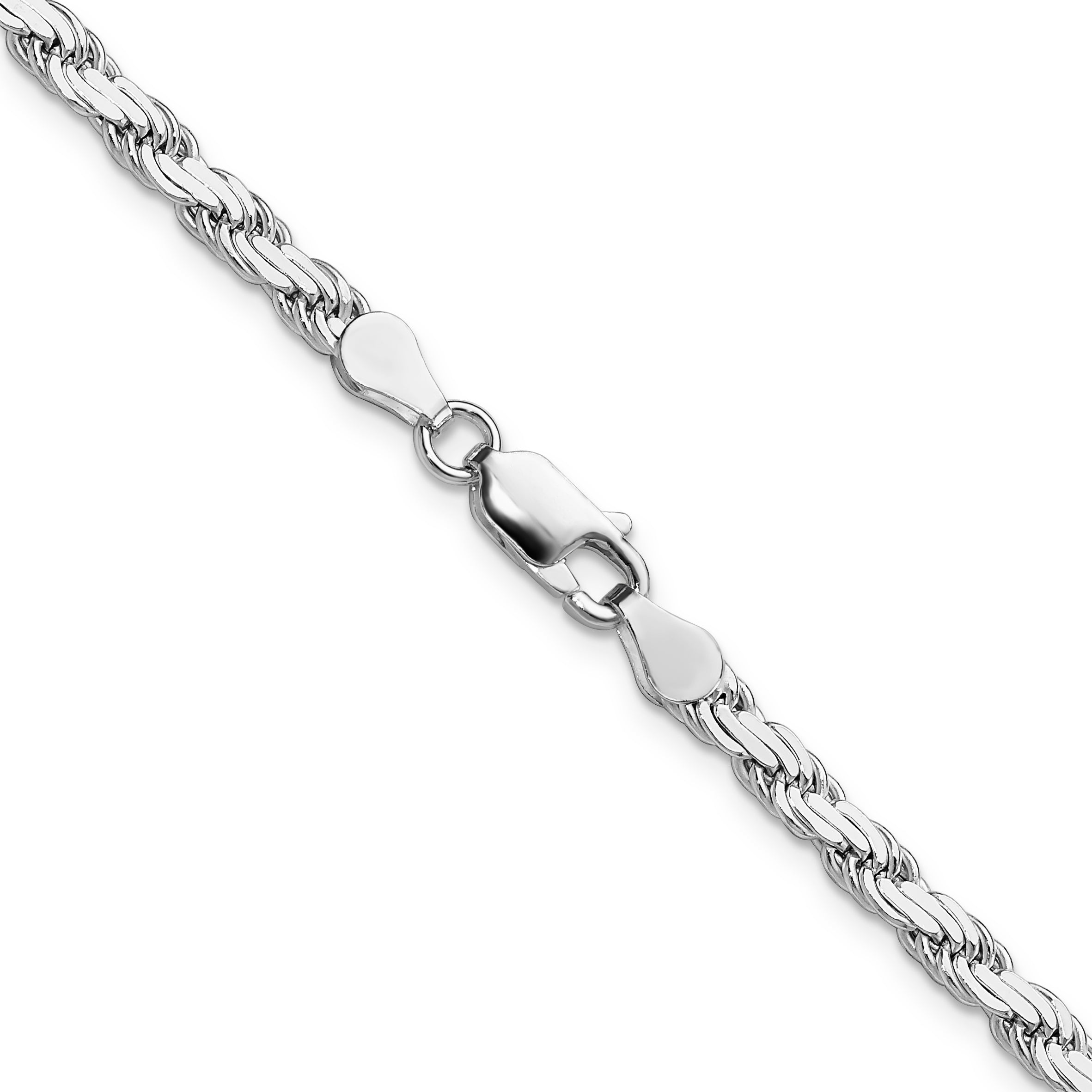 24 Inch Sterling Silver 3.65mm Flat Rope Chain Necklace