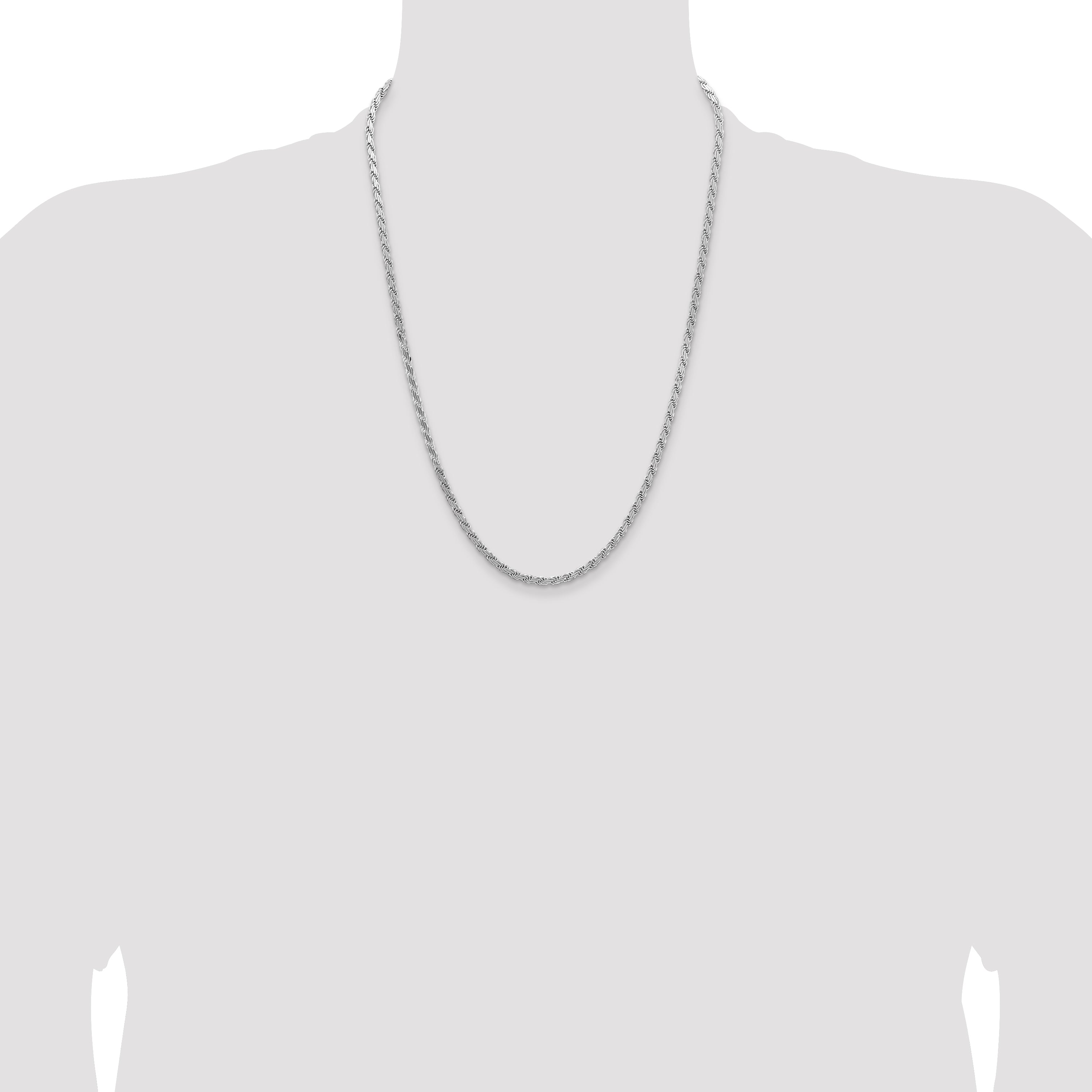 24 Inch Sterling Silver 3.65mm Flat Rope Chain Necklace