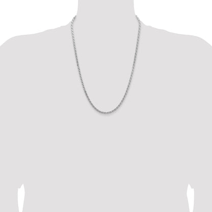 24 Inch Sterling Silver 3.65mm Flat Rope Chain Necklace
