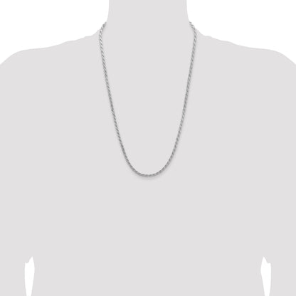 26 Inch Sterling Silver 3.65mm Flat Rope Chain Necklace