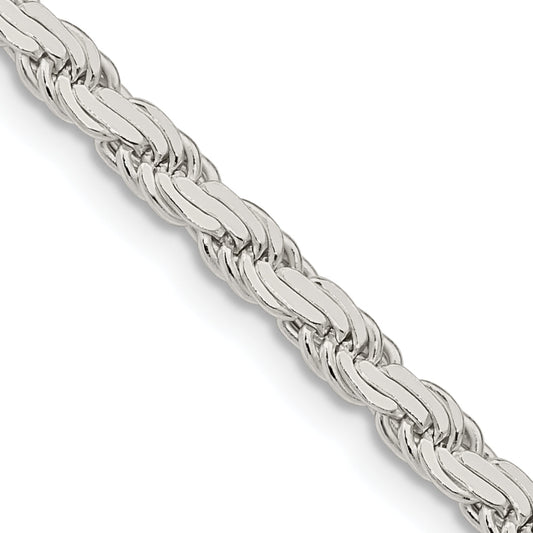 18 Inch Sterling Silver 3.65mm Flat Rope Chain Necklace