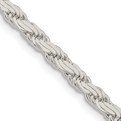 24 Inch Sterling Silver 3.65mm Flat Rope Chain Necklace