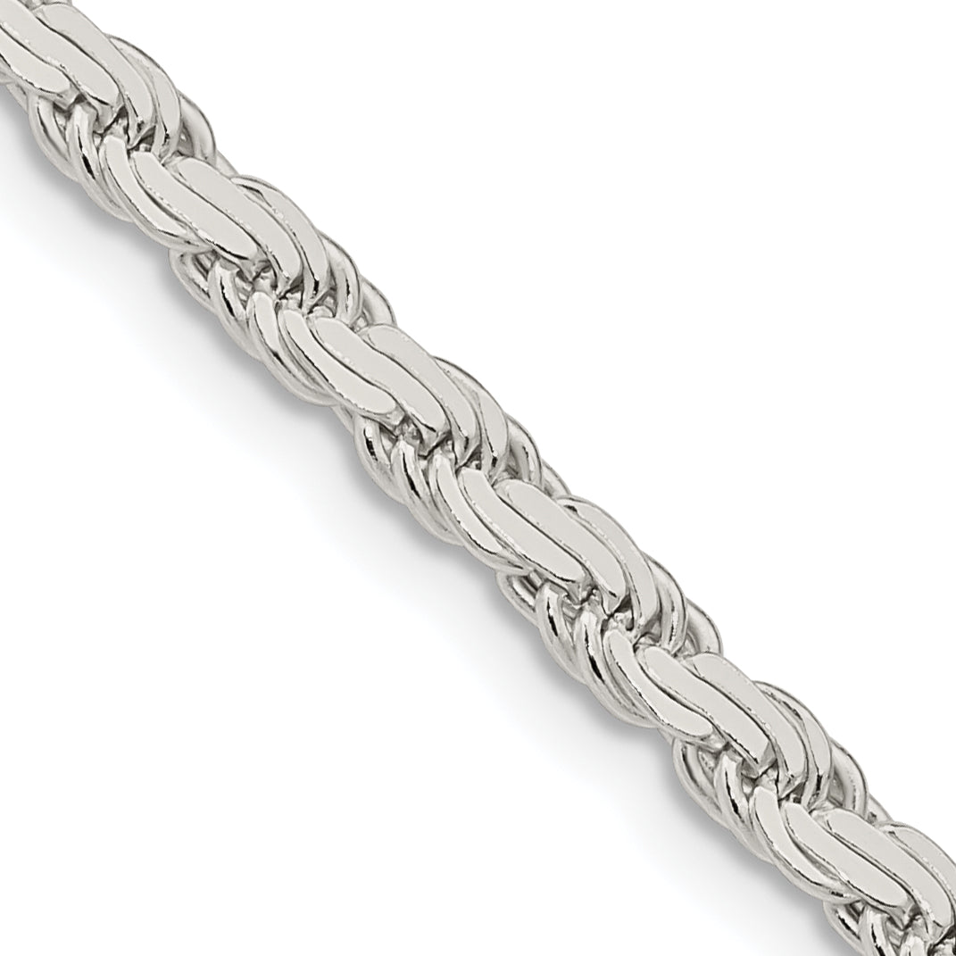 22 Inch Sterling Silver 3.65mm Flat Rope Chain Necklace