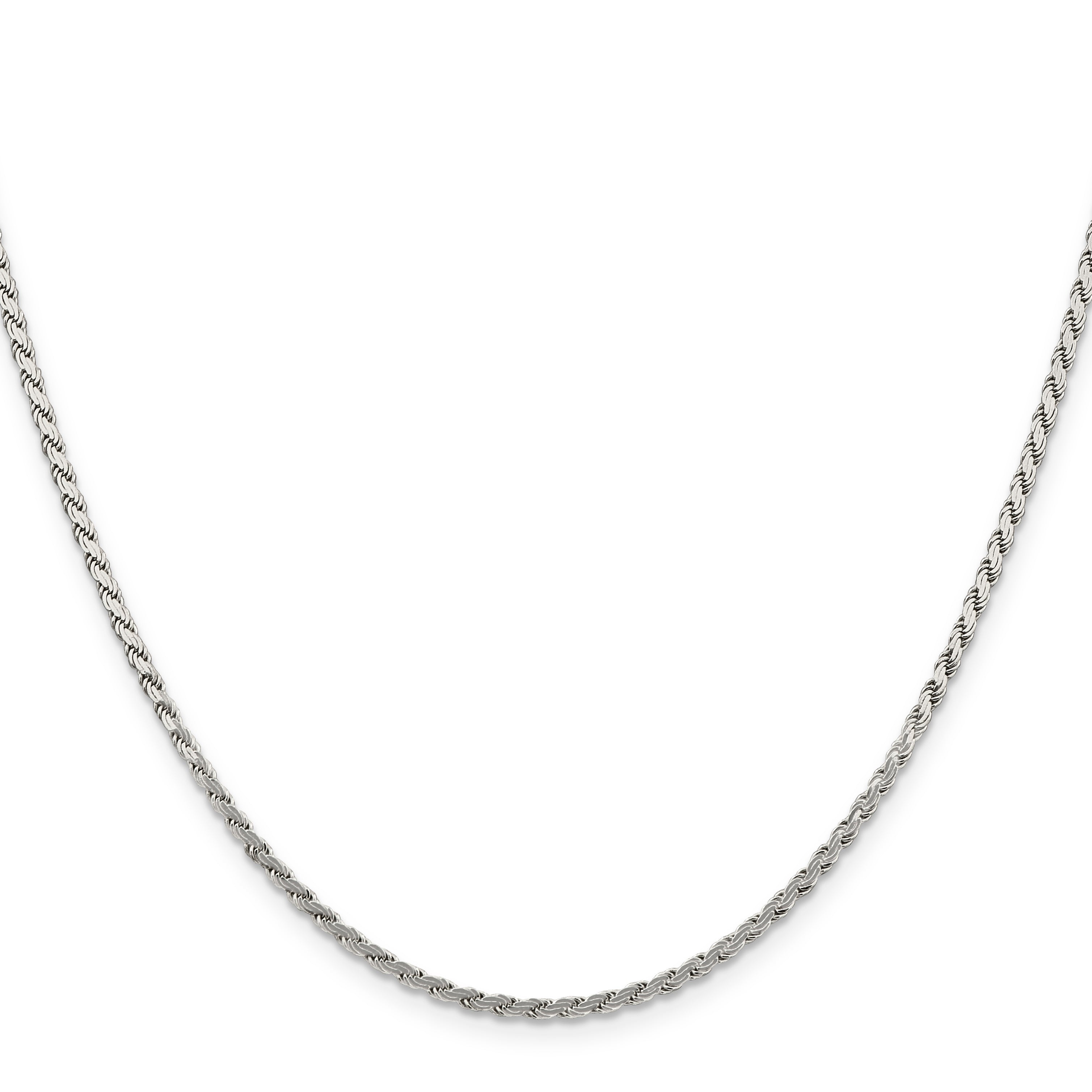 22 Inch Sterling Silver 2.25mm Flat Rope Chain Necklace