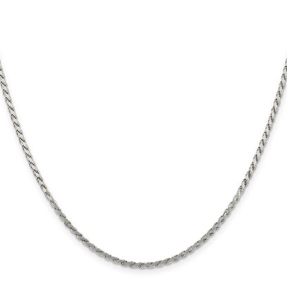 20 Inch Sterling Silver 2.25mm Flat Rope Chain Necklace