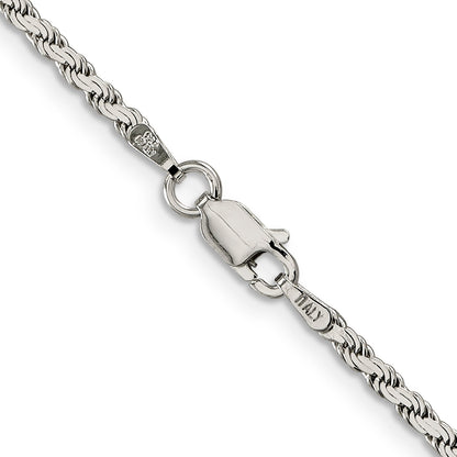 16 Inch Sterling Silver 2.25mm Flat Rope Chain Necklace