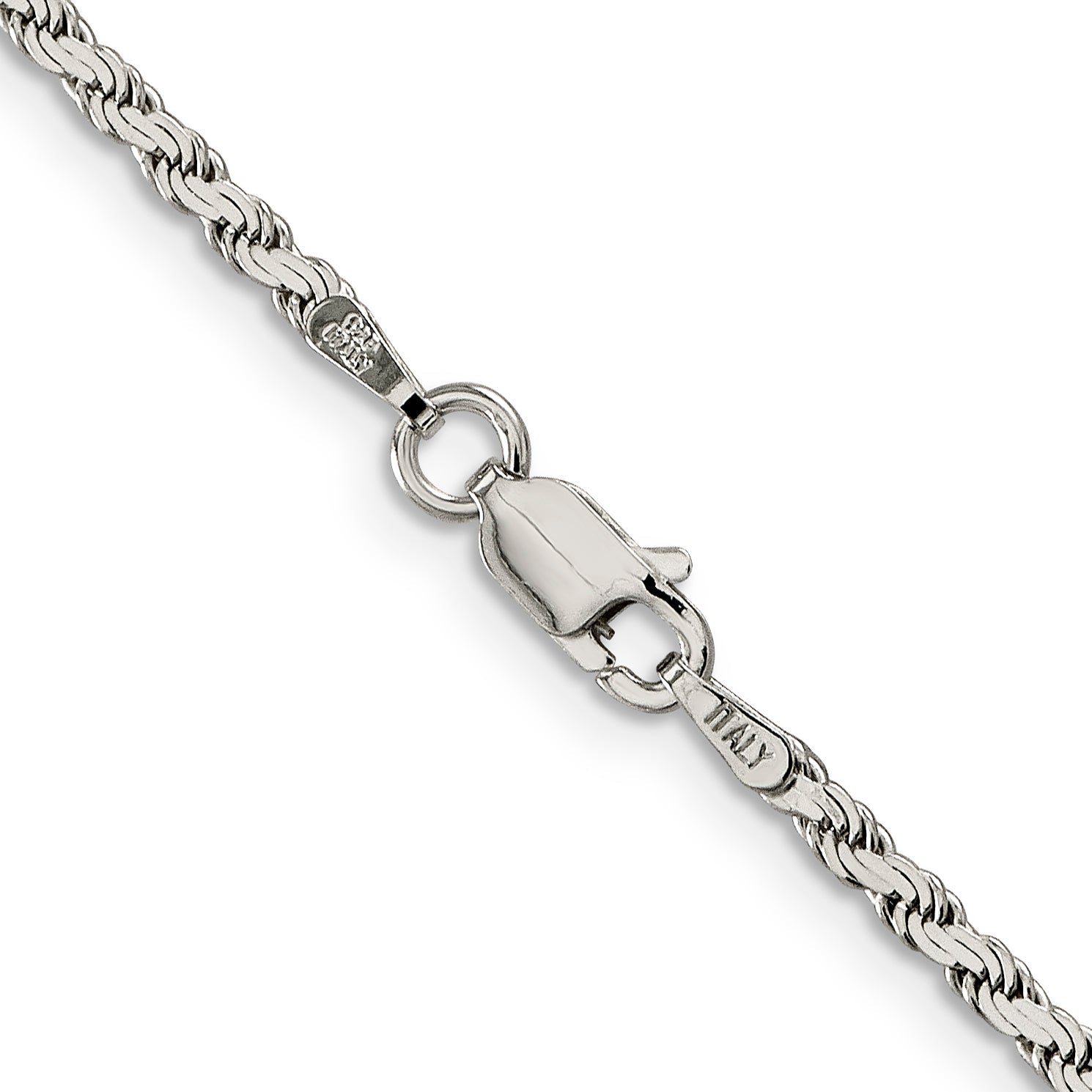 18 Inch Sterling Silver 2.25mm Flat Rope Chain Necklace