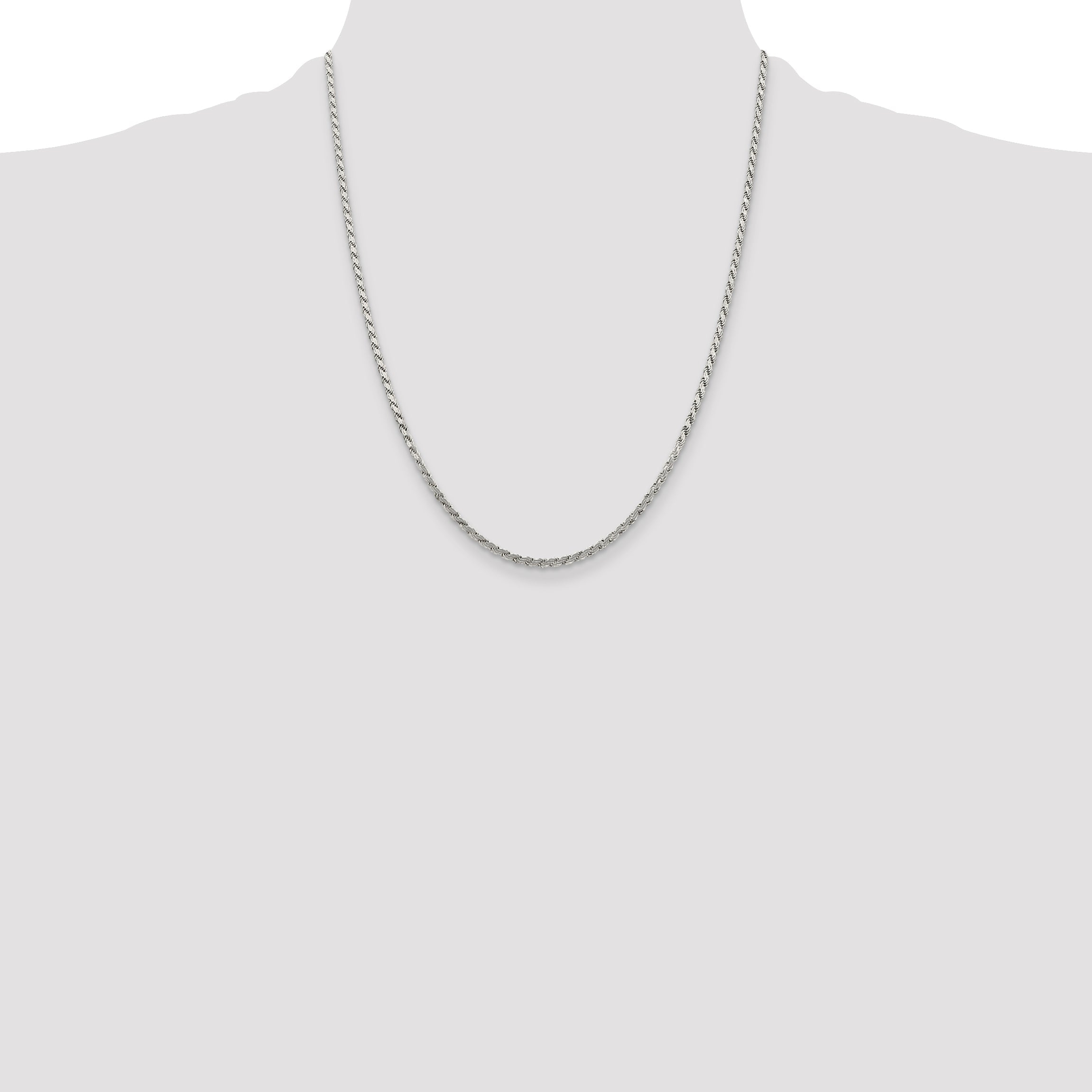 22 Inch Sterling Silver 2.25mm Flat Rope Chain Necklace
