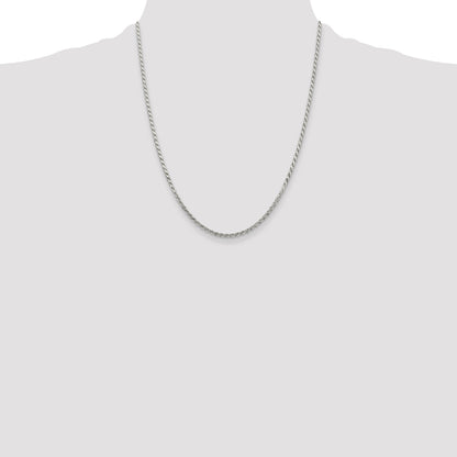 22 Inch Sterling Silver 2.25mm Flat Rope Chain Necklace