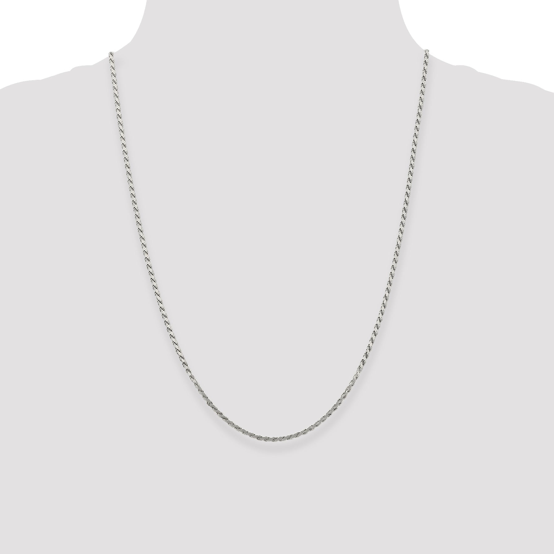 24 Inch Sterling Silver 2.25mm Flat Rope Chain Necklace