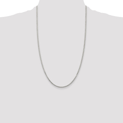 26 Inch Sterling Silver 2.25mm Flat Rope Chain Necklace