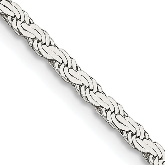 24 Inch Sterling Silver 2.25mm Flat Rope Chain Necklace