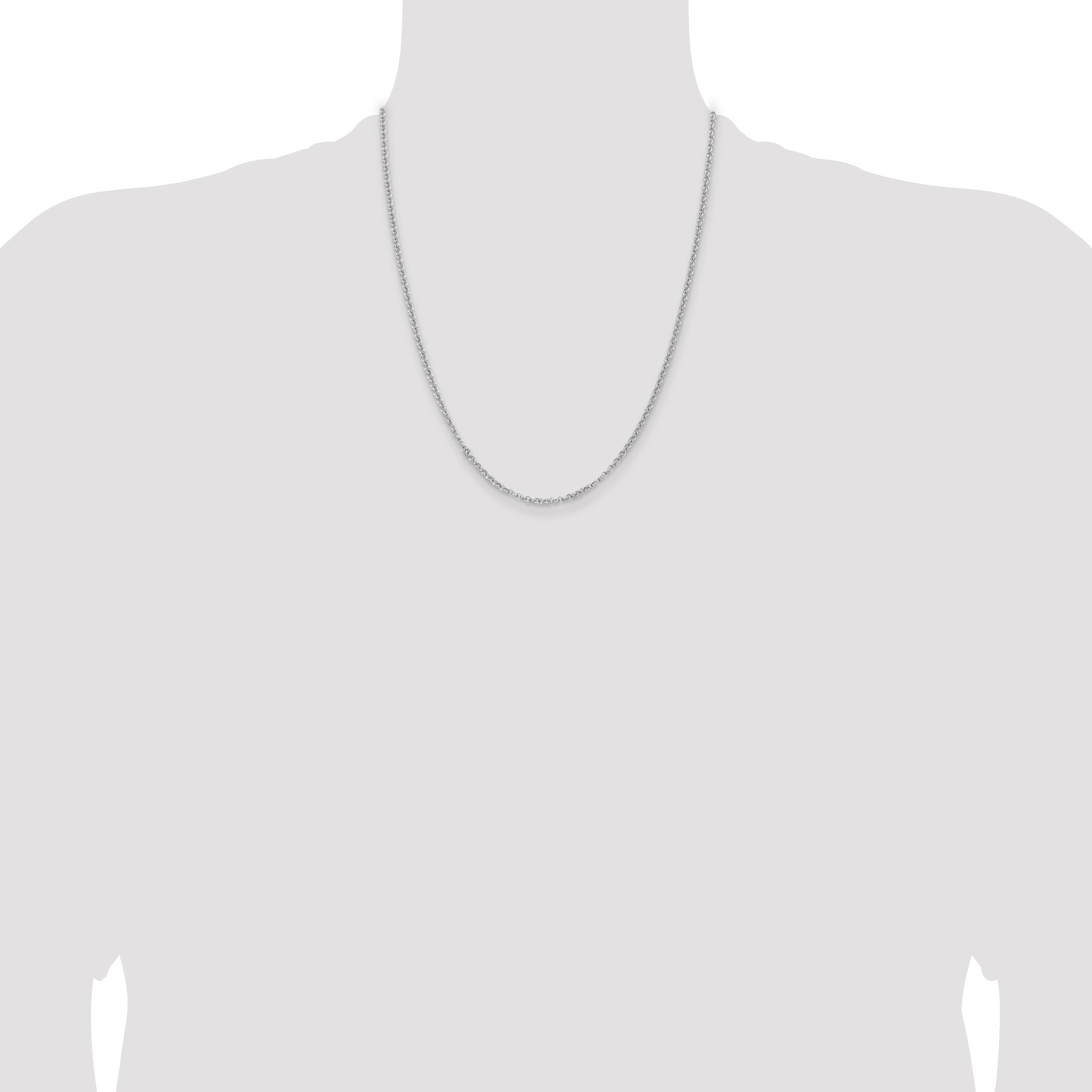 22 Inch Sterling Silver Rhodium-Plated 2.8mm Rolo Chain Necklace