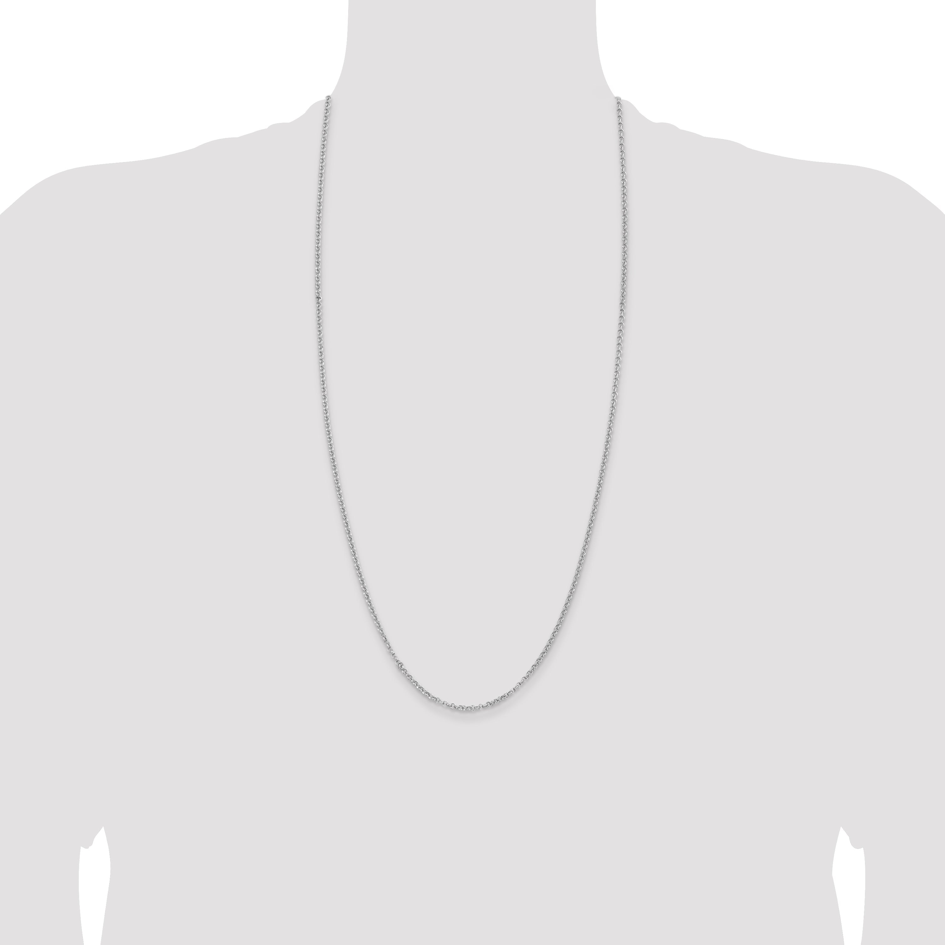 30 Inch Sterling Silver Rhodium-Plated 2.8mm Rolo Chain Necklace