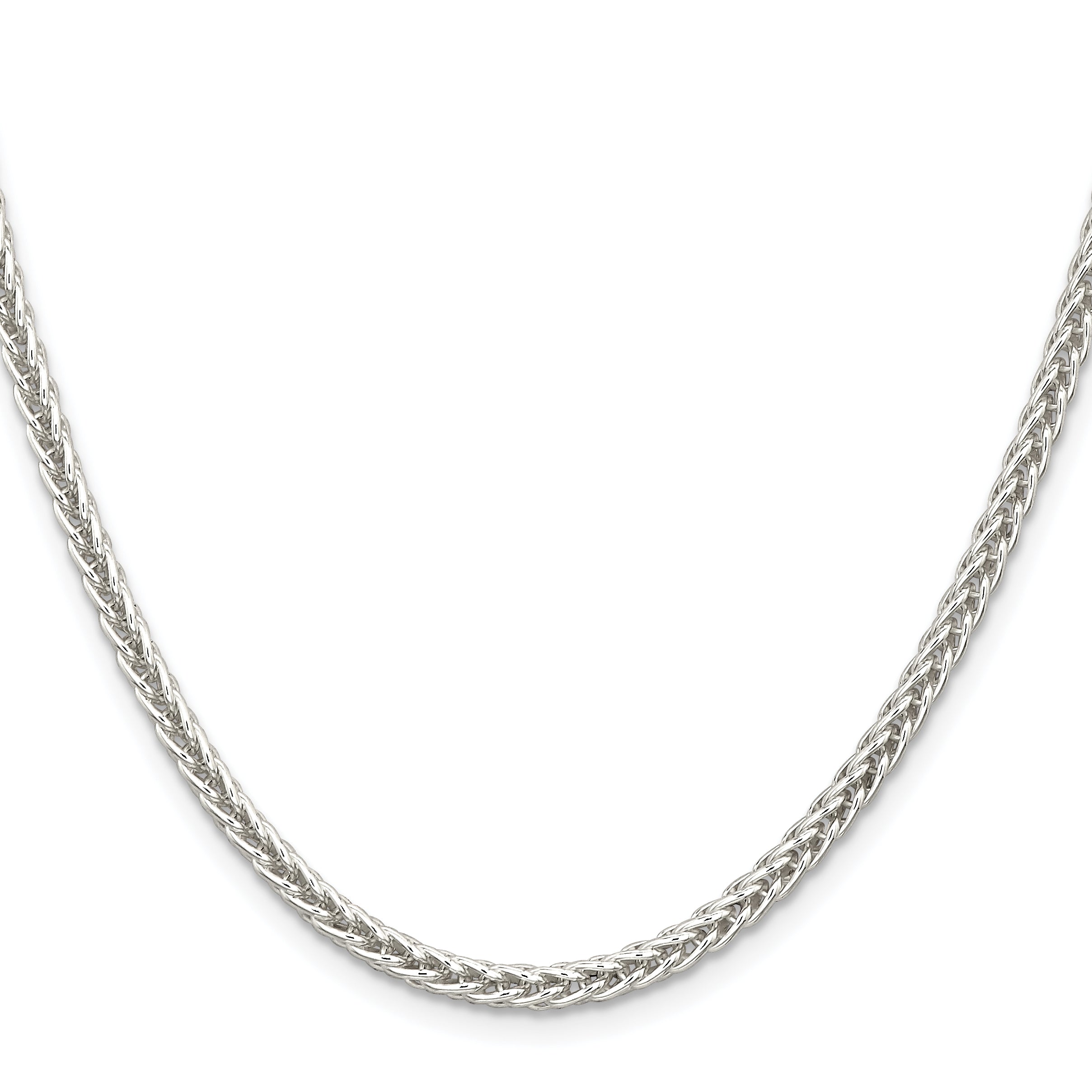 24 Inch Sterling Silver 3mm Square Spiga Chain Necklace