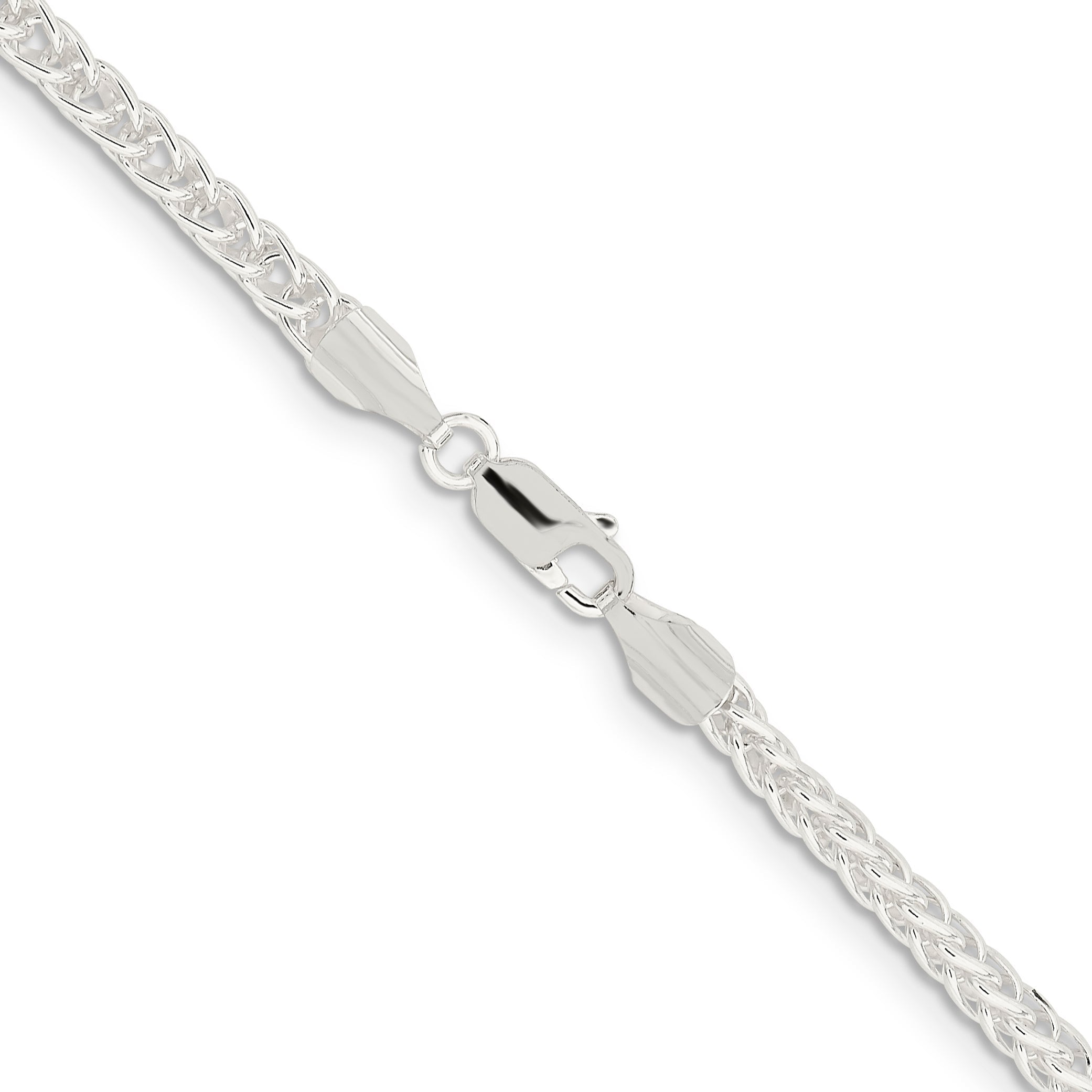 24 Inch Sterling Silver 3mm Square Spiga Chain Necklace
