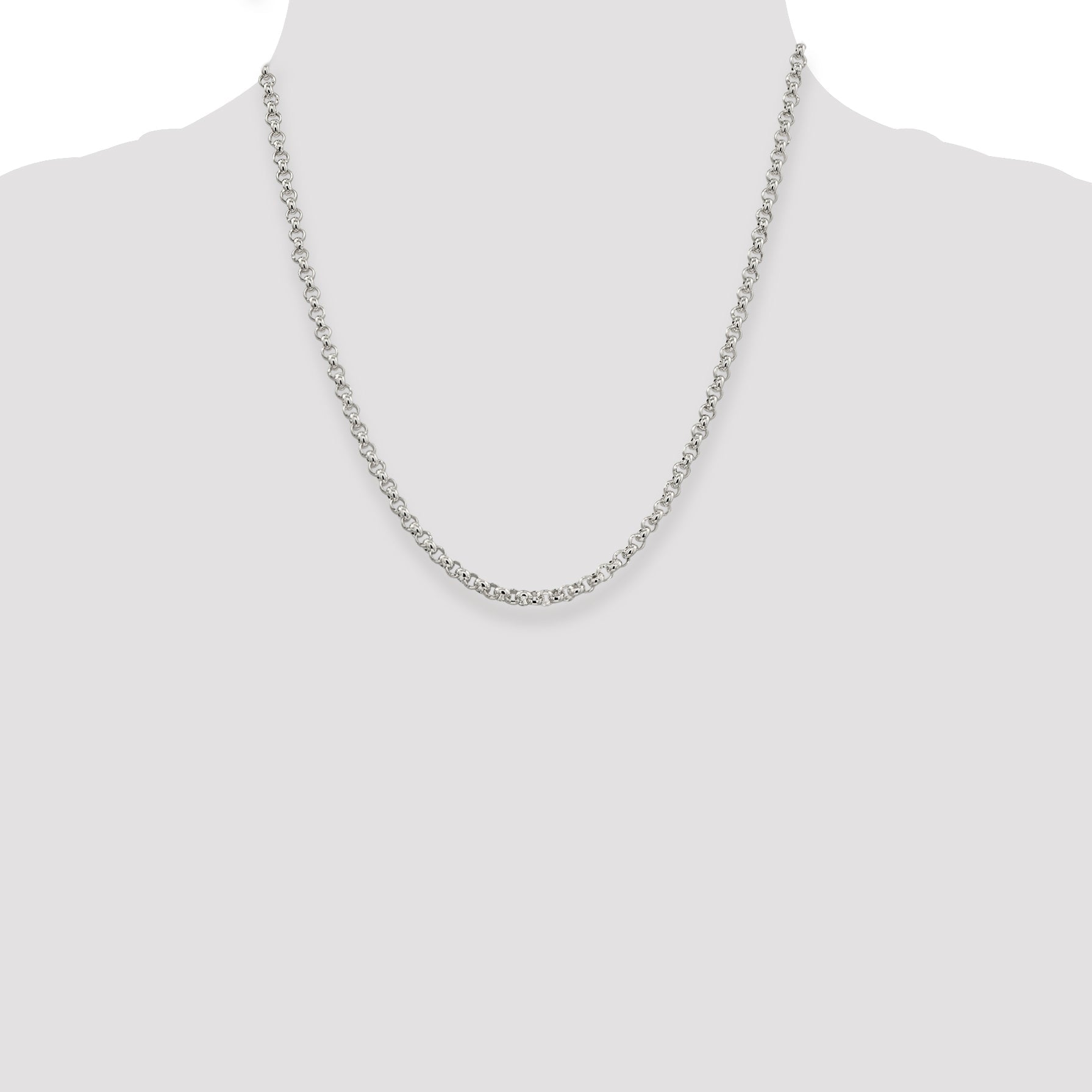 20 Inch Sterling Silver 3mm Square Spiga Chain Necklace