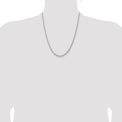 22 Inch Sterling Silver 3mm Square Spiga Chain Necklace