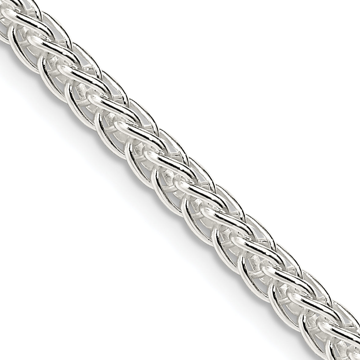 22 Inch Sterling Silver 3mm Square Spiga Chain Necklace