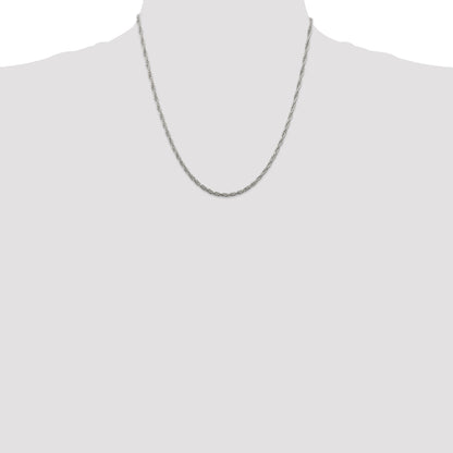 20 Inch Sterling Silver 2.5mm Loose Rope Chain Necklace