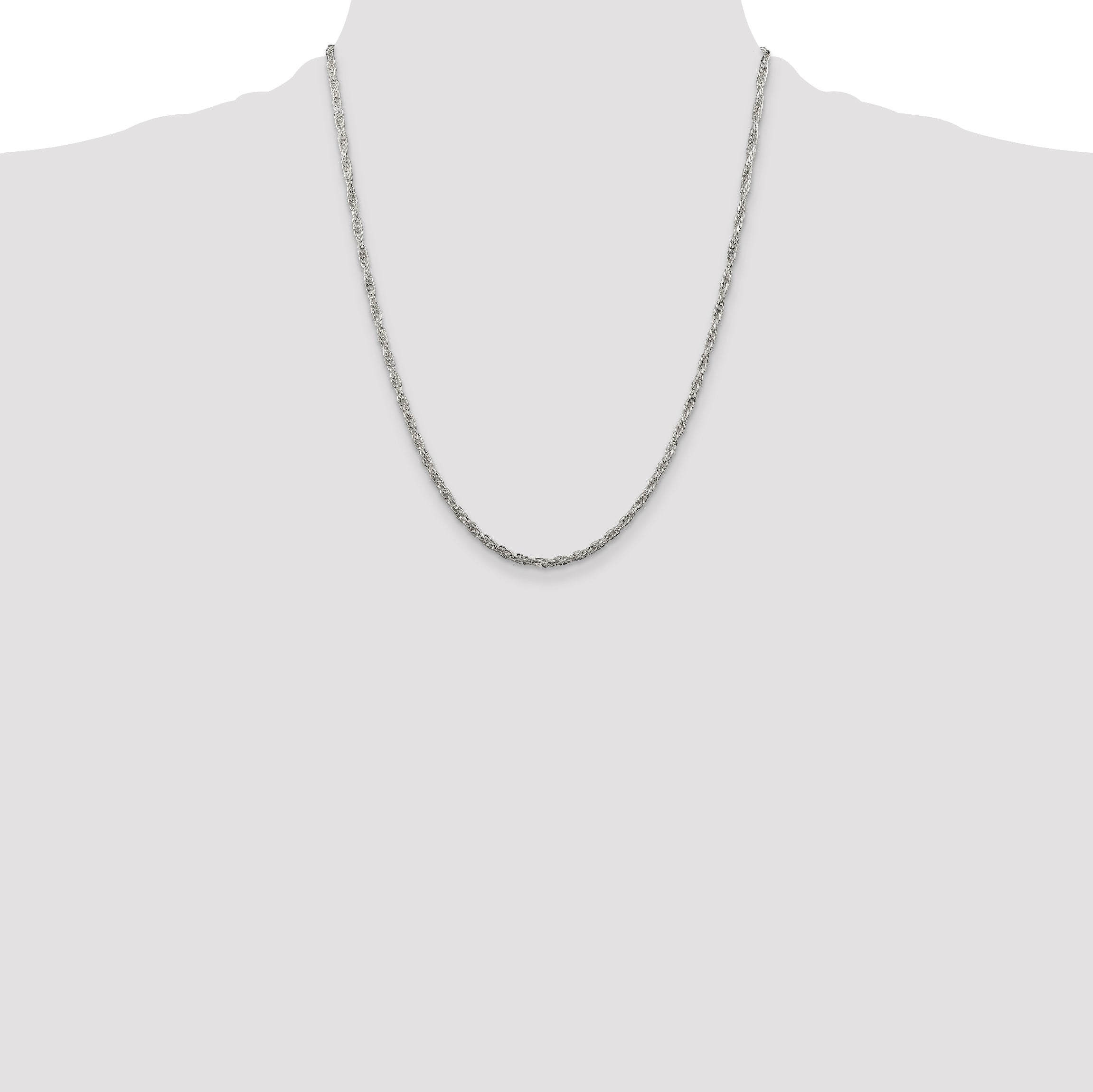 22 Inch Sterling Silver 2.5mm Loose Rope Chain Necklace