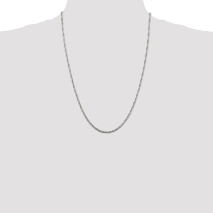 24 Inch Sterling Silver 2.5mm Loose Rope Chain Necklace