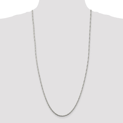 30 Inch Sterling Silver 2.5mm Loose Rope Chain Necklace