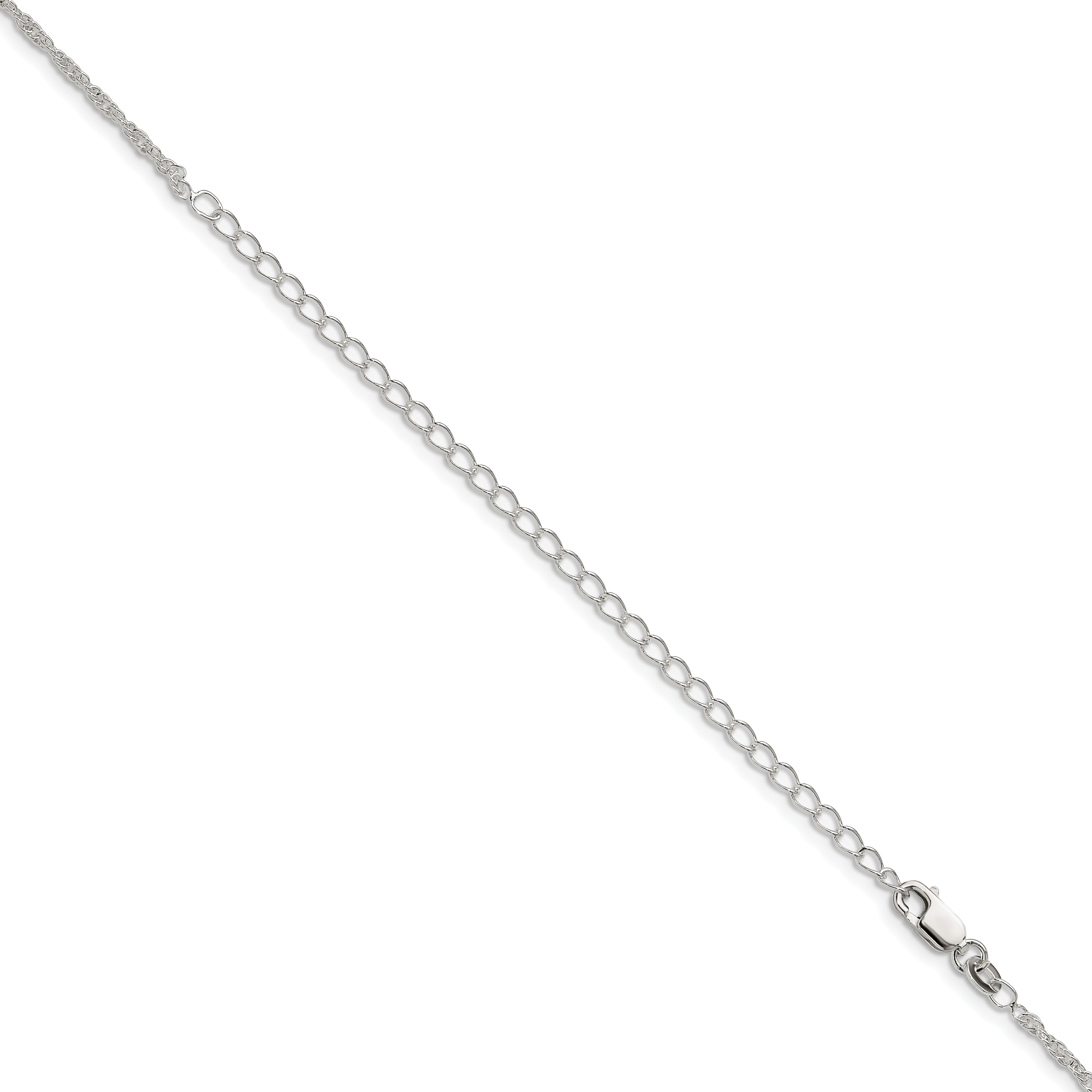22 Inch Sterling Silver 1.95mm Loose Rope Chain W/4In Ext.