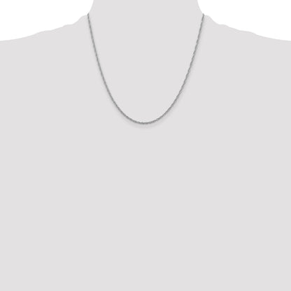 20 Inch Sterling Silver Rhodium-Plated 2mm Loose Rope Chain Necklace